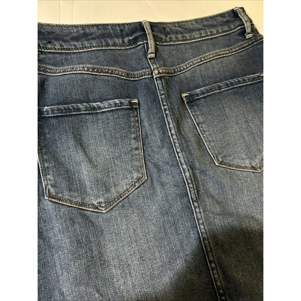 Abercrombie & Fitch Denim Snap Natural Rise A-line Frayed Mini Skirt size 4 27 - Picture 8 of 9